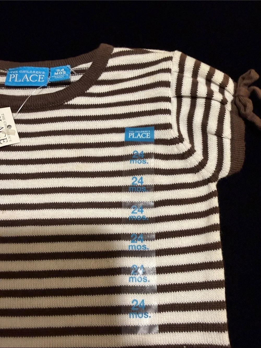 The Children's Place Brown & White Striped Baby Tee Size 6-9 months NWT